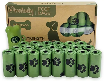 Blanlody 450 Pièces Sacs de Déjections Canines Biodégradables - 28 Roulottes Sacs pour Chiens - 30 x 22 cm