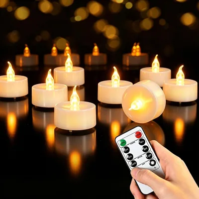 Cimetech 12 LED Teelichter mit Timer und Fernbedienung, flammlose Kerzen | Halloween-Dekoration für Zuhause und Tisch