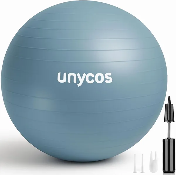 UnyCos Pilates Ball, Gymnastics, Yoga, Fitness and Pregnancy Non-Slip Anti-Burst PVC Ball 55cm/65cm/75cm