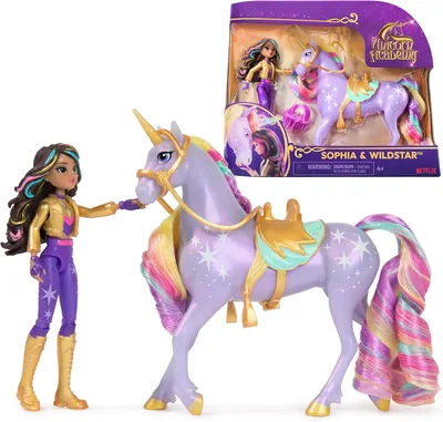 Unicorne Academy - L'École des Licornes - Wildstar Unicorn + Sophia Puppe - Accessoires de Poupées et Collectibles - Jouets pour Enfants