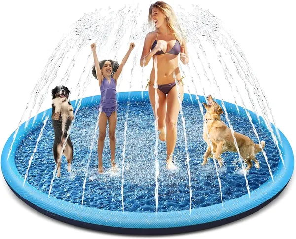 Tosekry Kindersprinkler met Anti-Slip Functie 200 cm Waterspeltoestel Hondenzwembad Buiten Spelpad (Blauw, 200cm) Best Deal
