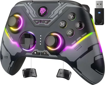 متحكم EasySMX X15 اللاسلكي، مع إضاءة RGB ومقابض هال/هال بدون انزلاق أو عطب