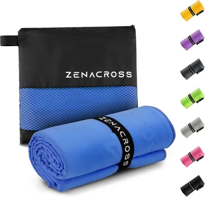 Tovaglia da Palestra Zenacross 100 x 200 cm con Borsa da Trasporto - Asciugamano in Microfibra Rapido Asciugatura e Versatile - XXL