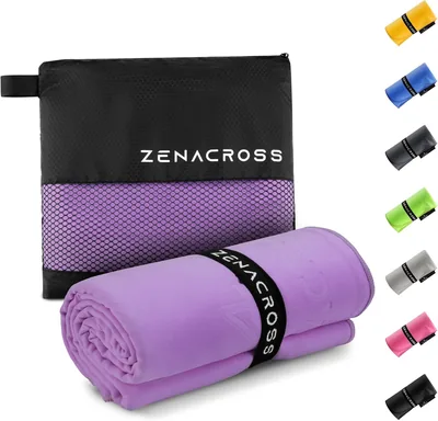 Zenacross Microvezeldoek 100x200cm met Draagzak - Sportdoek XXL, Snel Droog en Absorberend, Paars