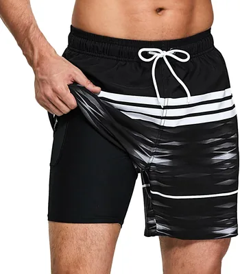 Aisprts Heren Zwemkorte Broek met Compressie Liner 2-in-1 Sneldrogend Elastisch Mannen Zwemkorte Broek Strandkorte
