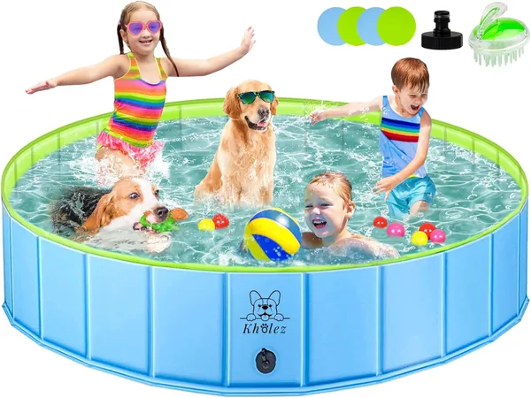 KHOLEZ Hundepool, 120 x 30 cm Bad für große und kleine Hunde, faltbarer Hundebadepool für Kinder, tragbarer Schwimmpool