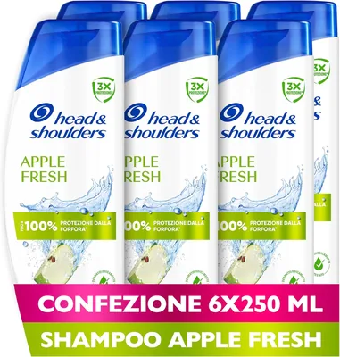 Shampoo Anti-forforella Head & Shoulders Apple Fresh 250 ml, Confezione da 6. Protezione fino al 100%, 4.8 Stelle - Miglior Affare