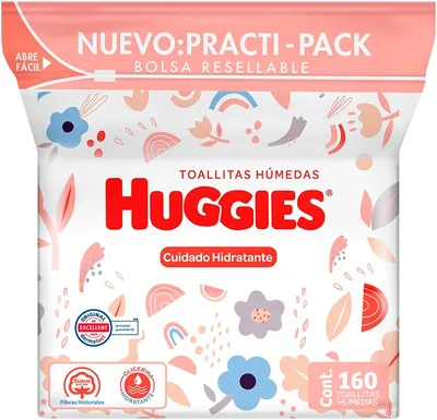 Huggies Cuidado Hidratante Practipack: Toallitas Húmedas para Bebé, 160 piezas - 44% Descuento