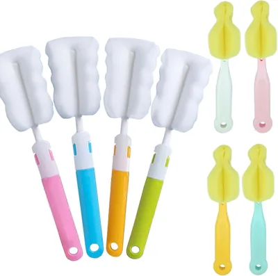 Bottle Brush Set with 4 Sponge Brushes - Milk Bottle Cleaner