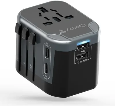 AUNNO Universal Travel Adapter - 2 USB-C + Ports