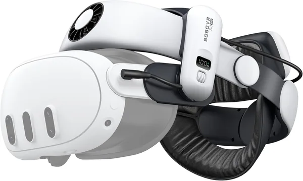 BOBOVR S3 Pro Battery Strap Accessories,Head Air Cooling System and 10000mah Hot-swappable Battery Pack,Compatible with Meta Quest 3/Quest 3S