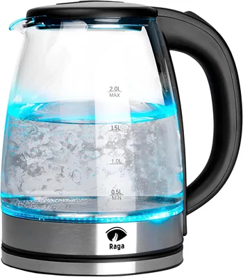 Raganet Tetera Eléctrica de Vidrio 2L con Encendido LED y Apagado Automático