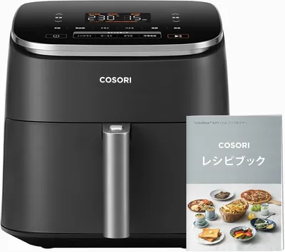 コサリ CAF-DC601 ノンフライヤー、1.6ガロン（6L）、大容量、家庭用、エアフライヤー、DCモーター、高速、最大温度