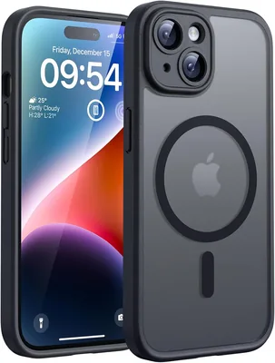 Copertina Magnetica TOCOL per iPhone 14 da 6.1 Pollici, Compatibile MagSafe, Protezione Fotocamera Integrata, Trasparente Opaco Antischock