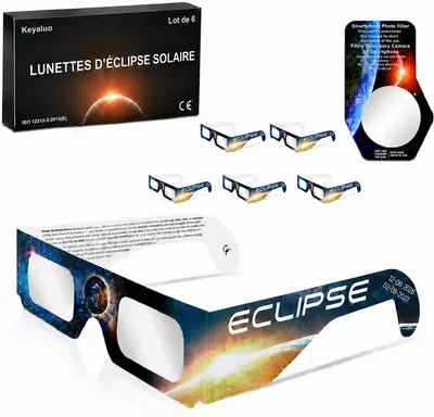 Lunettes de soleil pour éclipse solaire 6/12, certifiées EN ISO 12312-2:2015(E) et CE, Zonnebril met zonsverduistering, approuvées AAS 2026 - Meilleure offre