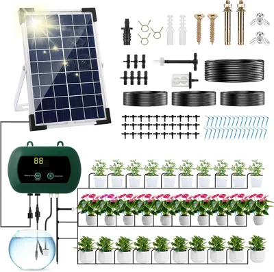 Anpress Solarlastig Irrigationssystem Automatisk Inställning Garden DIY System med 30 Potter och 10 T, Best Deal