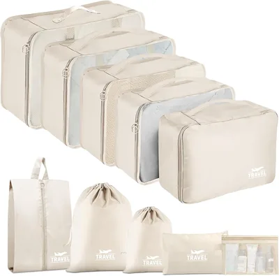 10 Set Packing Cubes Beige Best Deal