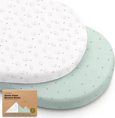 2-Pack Organic Bassinet Sheets for Girls, Boys - 100% Cotton, Compatible with Halo Bassinest Swivel S