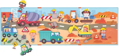 Janod - Magnéti'Stories Chantier - Jeu magnétique éducatif 30 aimants - Jouet pour enfants en carton FSC - Développe l'imagination
