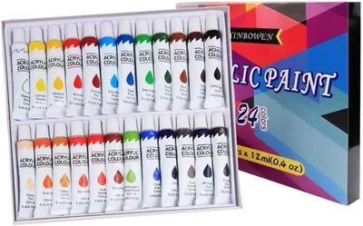 SKY-TOUCH Acrylic Paint Set: 24 Colors, Non-Toxic, 12ml