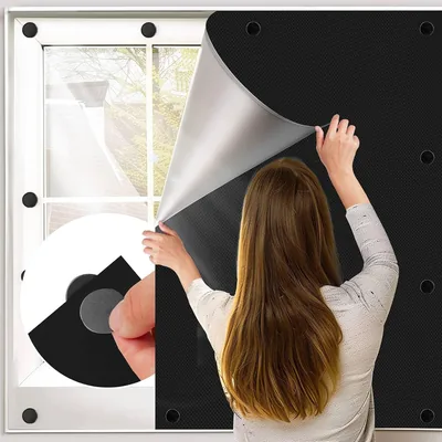 BKSAI Magnetic Blackout Fenêtre, Installation sans perçage, Isolation en tissu pour fenêtre de toit - Film de protection contre le soleil Noir complet