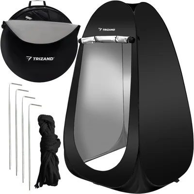 Douchespits, kleedkamer, toiletspits, 4-in-1, pop-up kamperen, Zwart, waterdicht, met tas en accessoires, mobiel strand