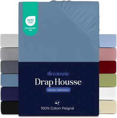 Dreamzie Premium Fitted Sheet 90x200 cm, 10% Off - Passform för matras upp till 22 cm, 100% Jersey Cotton