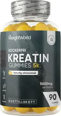 Creatine Monohydrat Gummibäror - 5000mg Creatin per Portion - 90 Sugarfria | 90 gummi-bärar utan sugar, smak av limon