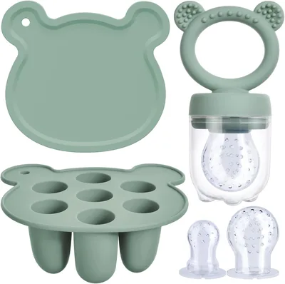 Aolso Baby Feeder med Mat, Frukter och Ismörka Moldar för Breastmiljön för Baber, BPA Fri Silikon Feeder för Trygg Och Anpassad Ätning
