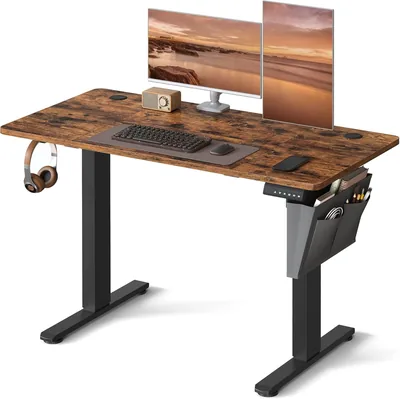 SONGMICS Elektrisk skrivbord, höjningsjusterbart, 120 x 60 cm, störingsfritt kontroll, 4 minnehöjden, USB-C port, Vintage Brown LSD132K Best Deal