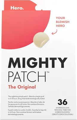 Hero Mighty Patch: Patch Notte Originale Assorbe Impurità in 6-8 Ore - Testato Dermatologicamente - 36 Hydrocolloid