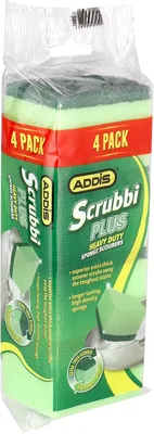 Addis Scrubbi Plus Heavy Duty Sponge Scourers 4 Pack - Best Deal