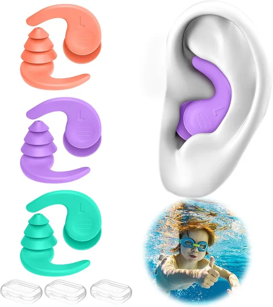 Kinderen Zwem Oordopjes 6-14; Waterdichte Herbruikbare Silicone Zwem Oordopjes voor Zwemmen, Surfen, Snorkelen en Meer