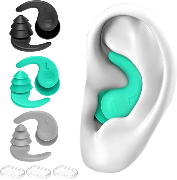 3 Pairs of Silicone Swimming Ear Plugs for Adults