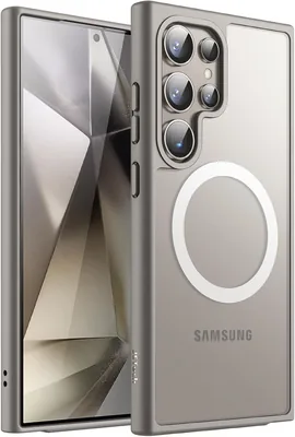 JETech Magnetisk Fall för Samsung Galaxy S24 Ultra 5G, Kompatibel med MagSafe, Ljusmättrig Matt Shockproof Telefonfall (Tit)