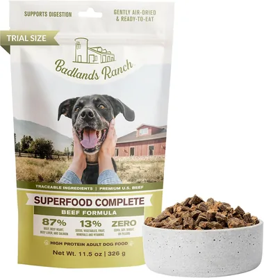 BADLANDS RANCH Superfood Air-Dried Beef Dog Food, 11.5 oz