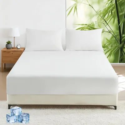 LINENOVA 2000TC Bamboo King Fitted Sheet White