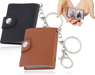 ZoeTekway Mini Photo Albums 2-Pack - DIY Leather Album with Keyring