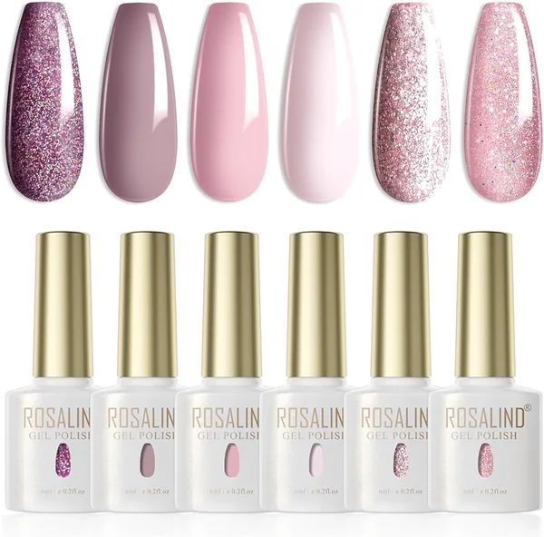 Kit de 6 couleurs de vernis à ongles semi-permanents Rosalind - 7 ml