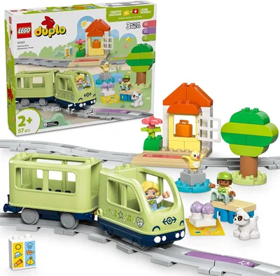 LEGO DUPLO Interactieve Avontuur Trein - Educatief Speelgoed voor Kinderen van 2 Jaar - Bevat 14 Spoorstukken, Actie!