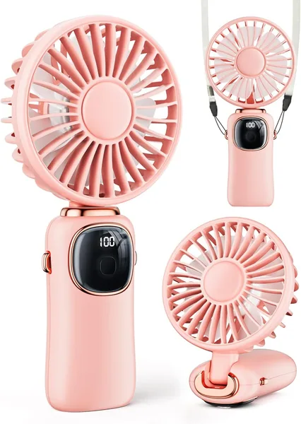 coldSky Tragbarer Handventilator mit 4000mAh USB-Ladefunktion und LED-Anzeige, 3-in-1 Persönlicher Kleinfan