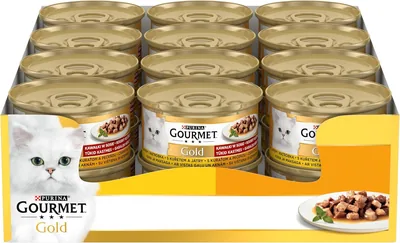 Karma mokra dla dorosłych kotów GOURMET GOLD | Kawałki w sosie z Kurczakiem i Wątróbką | 12x85g Best Price