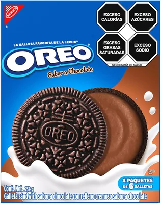 Oreo Galletas de Chocolate con Relleno, 252 Gr, Caja con 4 Paquetes de 6 (63 Gr Cada Una) - 34% De Descuento