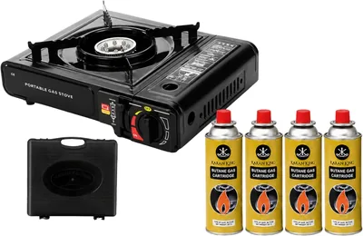 UTTAM Black Camping Stove with Carry Case