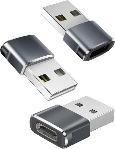 USB C to USB Adaptor, USB to USB C Adapter 3Pack, Type C Female to A Male Charger Cable Converter Compatible with Mbook, Notebook, Tablet, Smartphone, Airpods,Galaxy S23 S24 A34, i