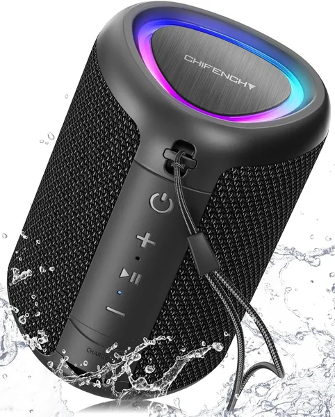 Portable Bluetooth Speaker Beach Essentials: Powerful Crystal Clear Sound/Dynamic Light/IPX5 Waterproof/All Day Playtime/Wireless BT 5.3/TWS Paring, Dad Gifts, Outdoor|Travel|Campi