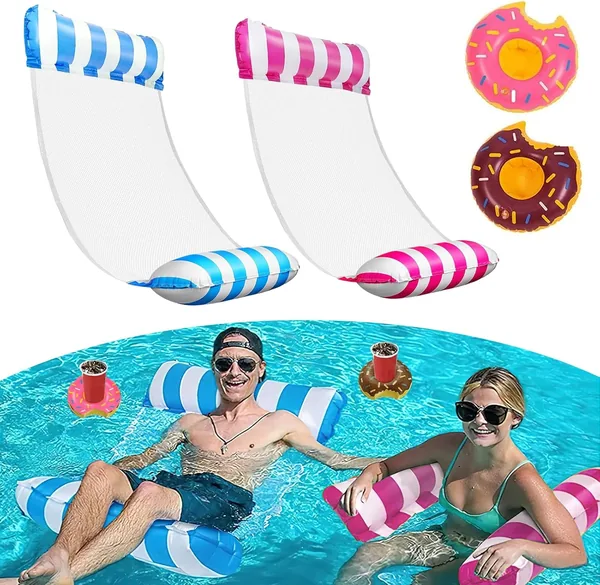 TAIHOBO 2st Inflatable Pool Flotter med 2 Inflabler Näringshållare, Välväxad Pool för Vuxna och Barn