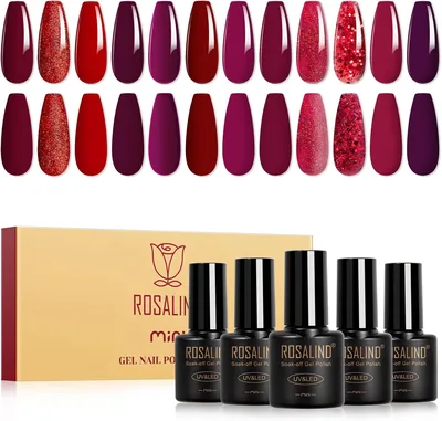 Rosalind UV Gel Nail Polish - 12 Red Burgundy Glitter Set