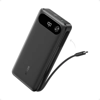 Anker Powerbank 20000 mAh met ingebouwd USB-C kabel, 87W Max Snel Laden, 2 USB-C en 1 USB-A