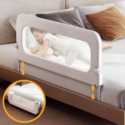 Baby Bed Guard Rail, Extra Tall 48in Adjustable - Swing Down Safety Side Rail